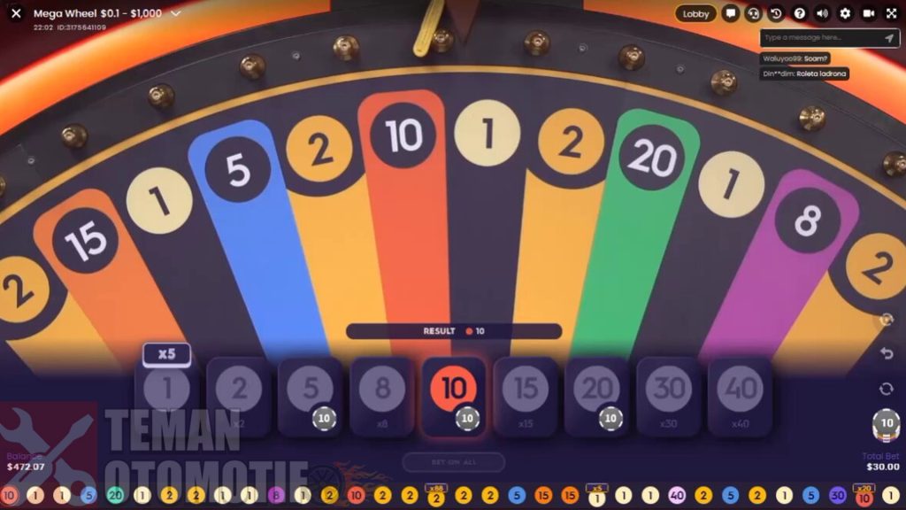 10 Strategi Ampuh Bermain Live Casino Mega Wheel x500